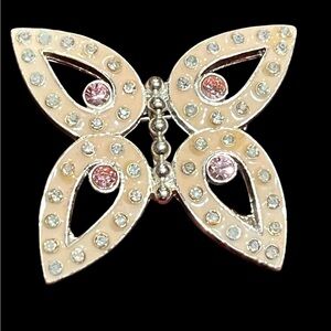 Vintage enamel butterfly with rhinestones brooch